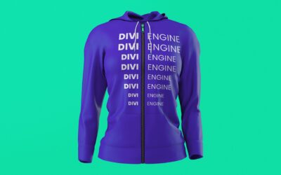 Purple Divi Engine Text Zipper Hoodie